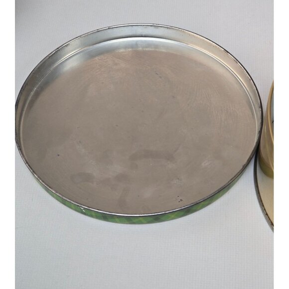 Snowman Recipe-Themed Decorative Metal Tin with Plaid Lid Homespun Medium Made I - Picture 6 of 6